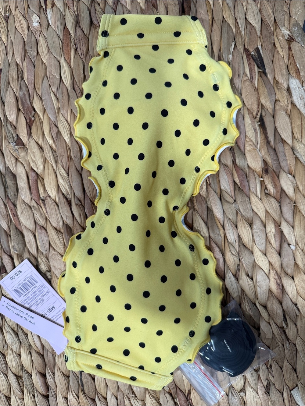 wild fable Yellow and Black Polka Dot Cutout One-Piece Swimsuit